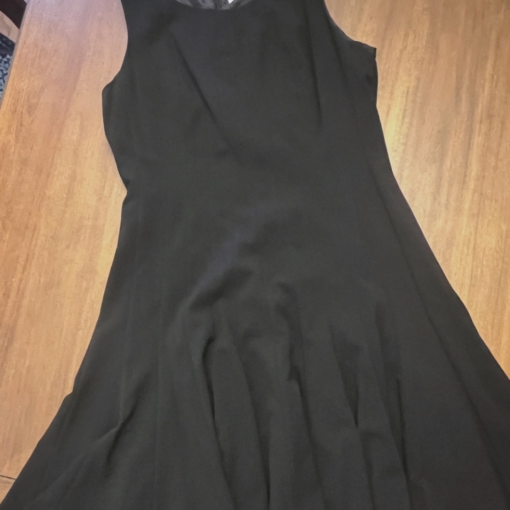Black flared midi dress.